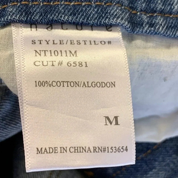 Nature Denim Women's Tapered Distressed Light Denim Overalls Size M NWT - Picture 10 of 14